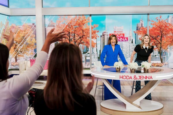 Hoda Kotb, center, on the set of “Today” at Rockefeller Center.