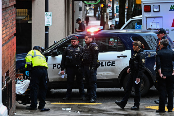 Paramedics transport a patient after they were administered Narcan for a suspected fentanyl drug overdose in Portland, Ore., on Jan. 25, 2024.