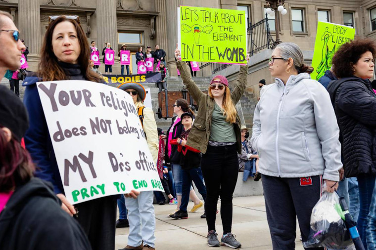 An abortion rights protest at the Idaho Statehouse in downtown Boise