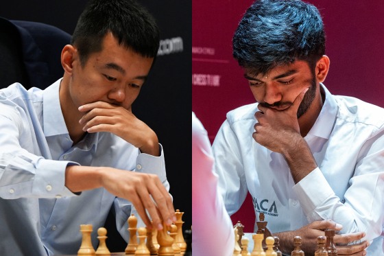 Ding Liren and Gukesh Dommaraju.