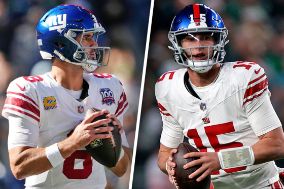 Giants quarterbacks Daniel Jones and Tommy DeVito.