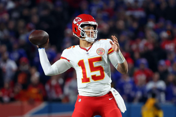 Kansas City Chiefs quarterback Patrick Mahomes throws a pass during a game against the Buffalo Bills on Nov. 17, 2024.