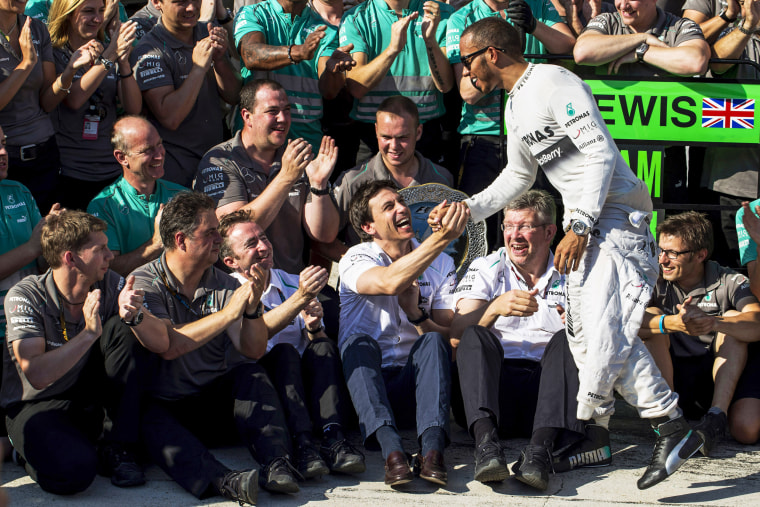 Lewis Hamilton, Mercedes-AMG, Celebration, 2013 Hungarian Grand Prix