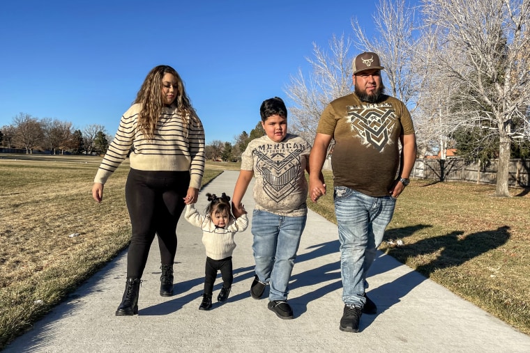 Sarahi Neberas, Isabella Quintana, Iker Quintana, Gorman Quintana at a park in Aurora, Colo.