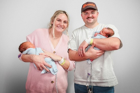 Morgan Hughes with her husband, Sam, and their twins.