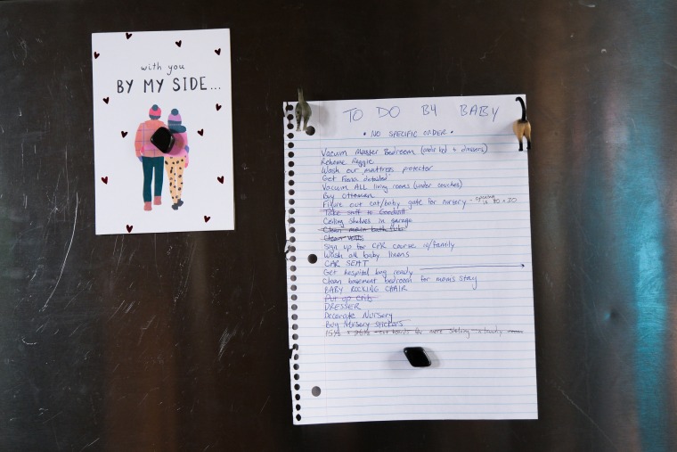 250417-pregnant-women-military-insurance-se-219a-7b855e Cortney Frazon's to-do list on her refrigerator in Lee's Summit, Missouri on April 9, 2025.